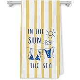 JMICPTUB Coastal Beach Swimsuit Kitchen Towels, Blue and Yellow Summer Dish Tea Towels, Trendy Nautical Coastal Beachy Decorative Hand Towel for Kitchen Bathroom, 16x24 Inch