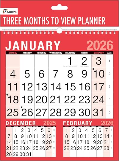 1ABOVE 2026 Wall Calendar 3 Months At A Glance Spiral Bound Planner