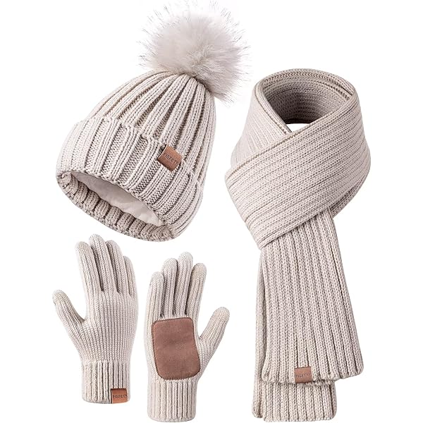 Suhine 8 Set Winter Hat & Gloves Bulk - Knitted Beanies & Touchscreen Gloves For Women