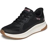 Skechers Womens Hands Free Slip-ins Bobs Squad 4 - Staple Look | Casual sneaker, Slip-ins, Memory Foam footbed, Heel Pillow, Flexible outsole, stretch laces - no tie fit, Machine Washable