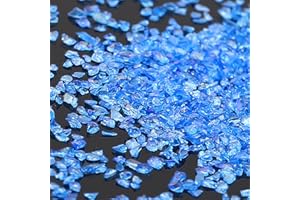 BONNY BOXX Irregular Crushed Glass Chips Sprinkles, 100g Metallic Chunky Glitter Stones for Nail Art, Resin Mold Filler, DIY Crafts, Vase Filler, Jewelry Making (Sapphire AB)