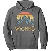 Vintage WY, Wyoming Mountains Outdoor Adventure Hoodie Pullover Hoodie