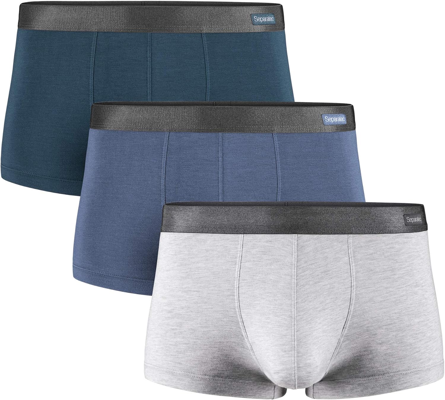Separatec Men's Boxer Briefs with Separated Pouches Bamboo Underwear