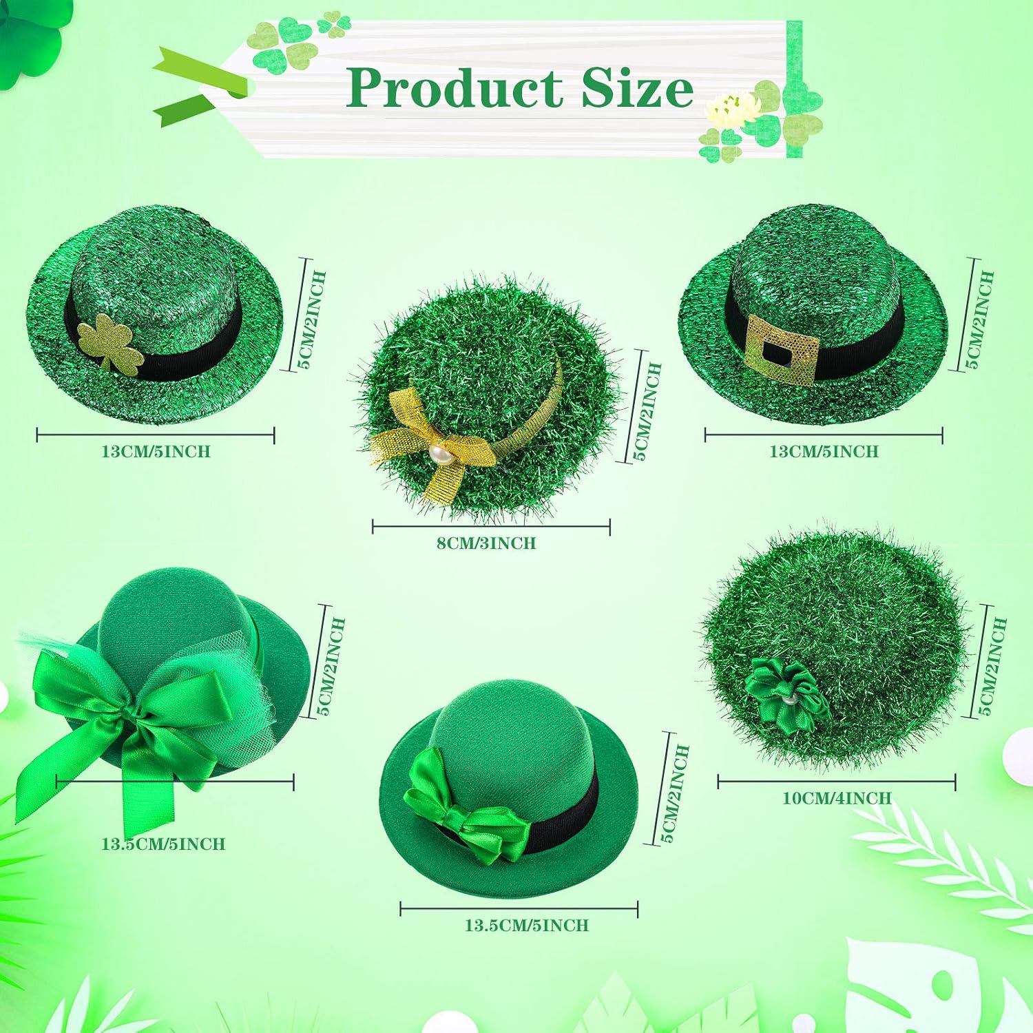 Chuangdi 6 Pieces St. Patrick's Day Party Hat Hairpins Leprechaun Hats Mini Hat Hair Clips Irish Green Accessories for Women Girls St. Patrick's Day Decorations - Image 3