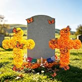 X-Kingsun 2Pcs 12x16IN Dia De Los Muertos Decor for Cemetery and Table | Day of The Dead Cross with Butterfly Mexican Dia De Los Muertos Altar Decor for Home Memorial