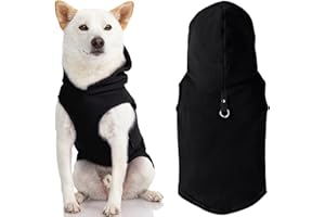 Gooby Fleece Vest Hoodie Dog Sweater - Black, Medium - Warm Pullover Dog Hoodie with O-Ring Leash for Small to Medium Dogs