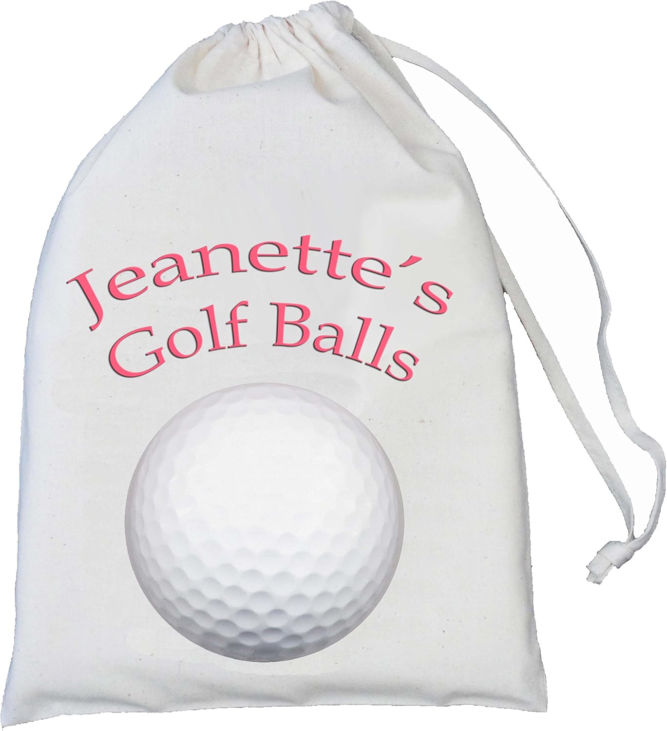Personalised Golf Ball Bag Small Natural Cotton Drawstring Bag