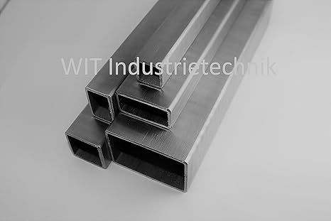 Edelstahl Vierkantrohr Rechteckrohr 100x100x2,0mm Länge=1000mm Geländer Quadratrohr V2A geschliffen Korn 240 Pfosten