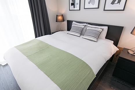 Amazon ベッドスロー ベッドライナー グリーン ホテルのようなベッドに シングル 50cmx170cm 緑 ベッドカバー オンライン通販