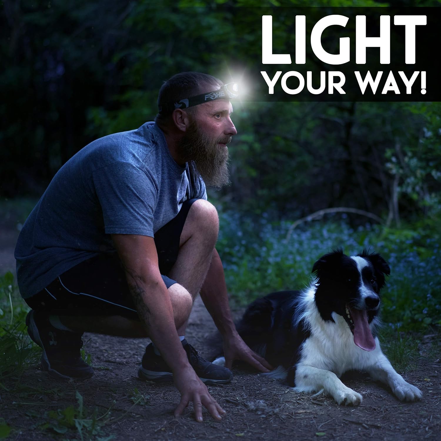 Foxelli Headlamp Flashlight - Super Bright, Lightweight Head Lamp, Comfortable Headband, Perfect for Runners, 3 x AAA Batteries Included: Sports & Outdoors