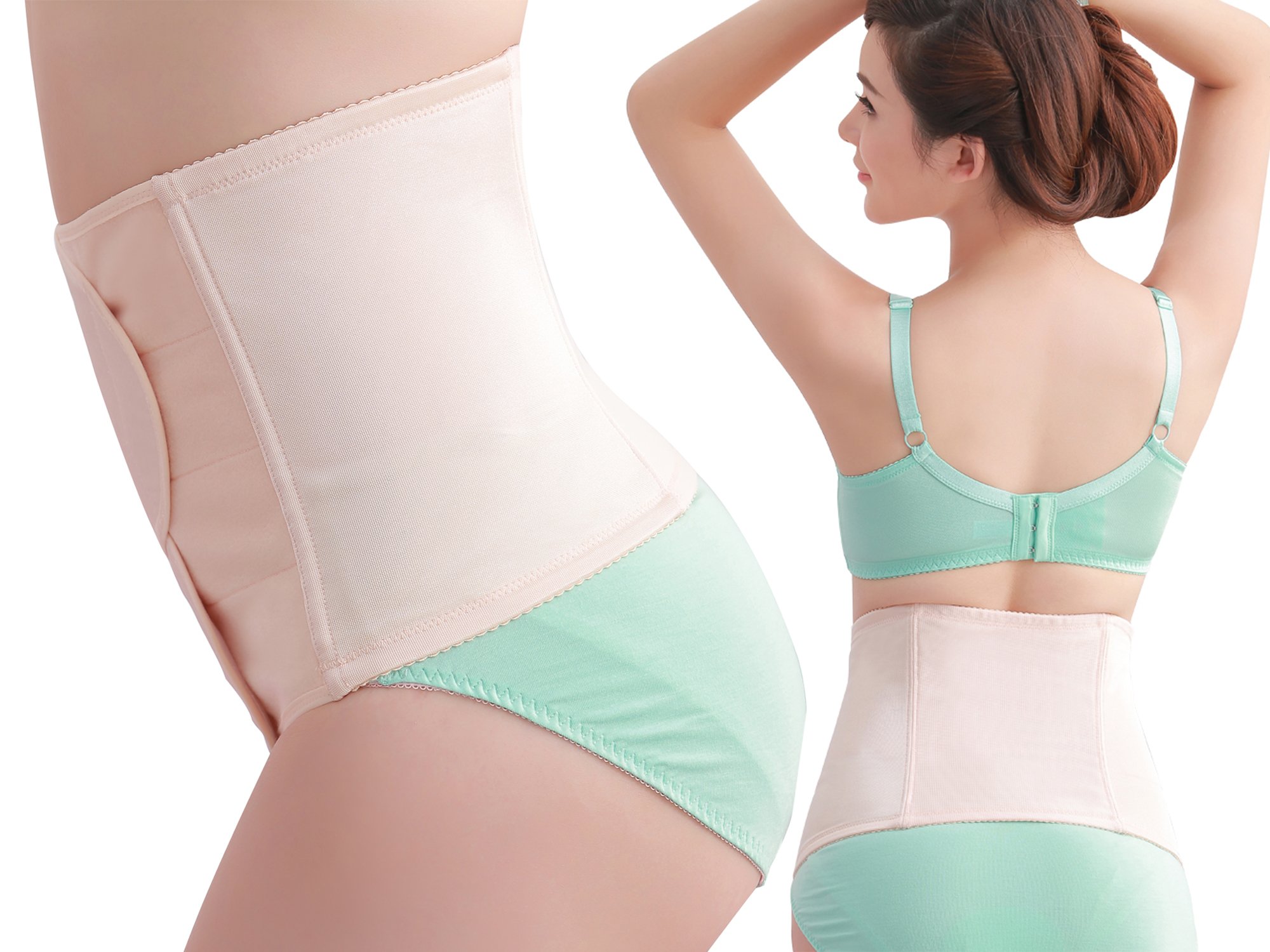 Picotee Women Postpartum Belly Wrap Band Maternity Recovery Support Waist Belt (Nude, L)