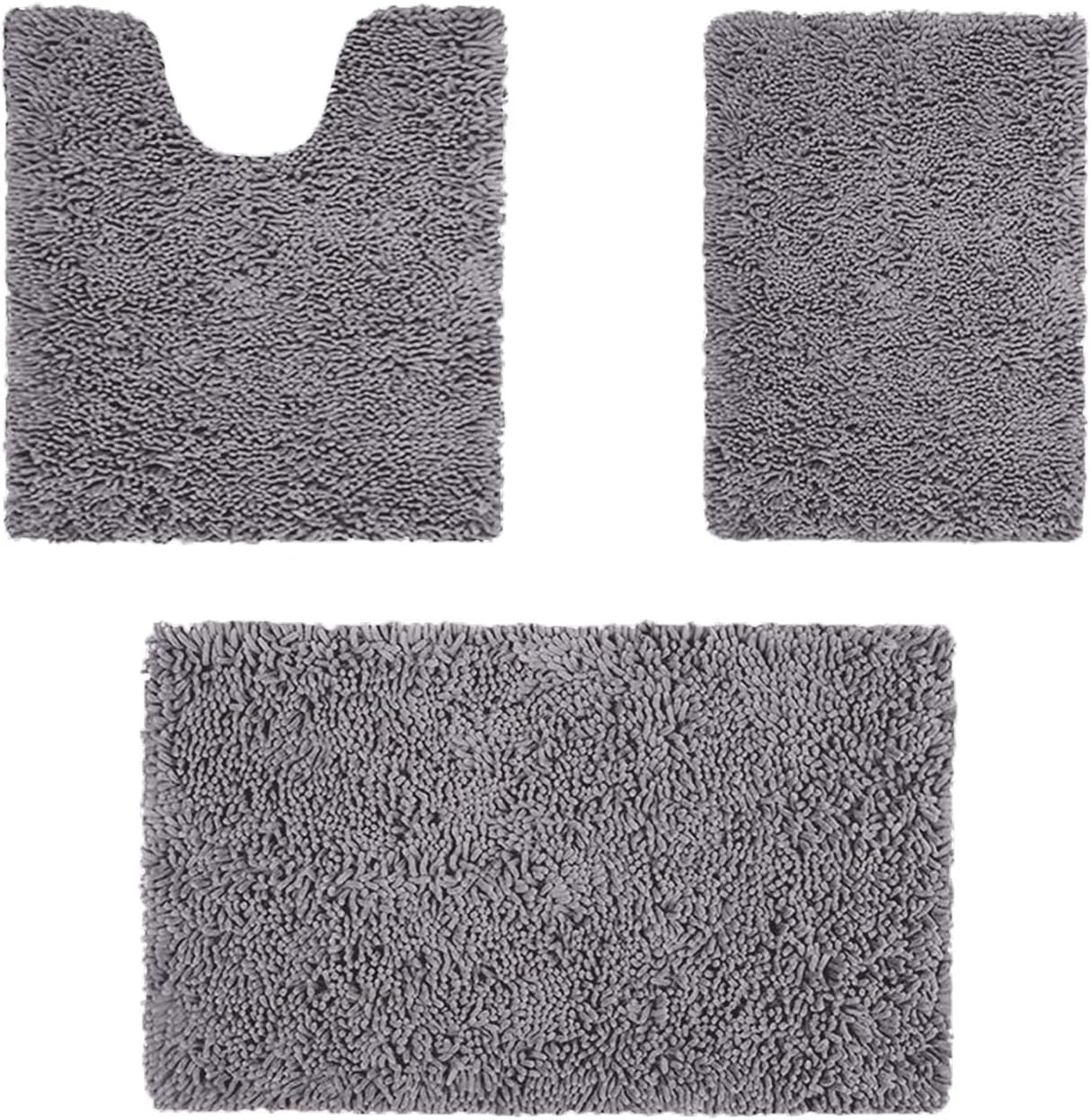 Bath Rug Set for Bathroom, Chenille Bathroom Mats and Rugs
