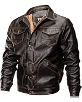 Noir Chaud Vintage Brando Veste Motard En Cuir Pour Hommes (XXXXX-Large