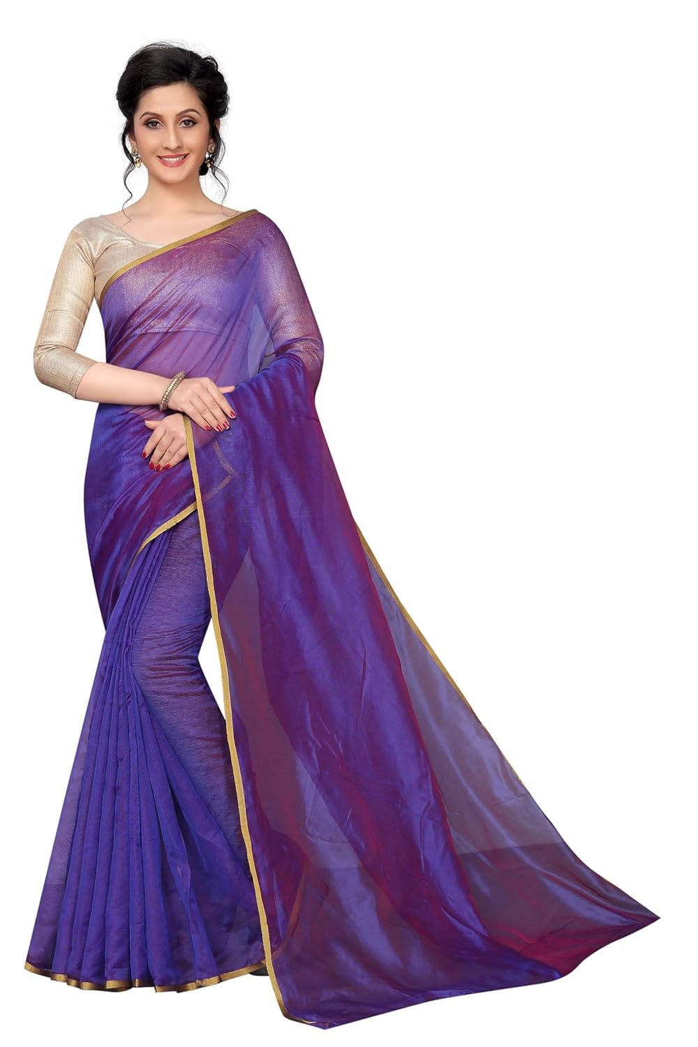 perfectblue women's linen saree with blouse piece (silkivariation)