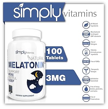 Amazon.com: Simply Vitamins Natural Melatonin 3mg 100 Tablets - All Natural Non Habit Forming Sleep Aid - Promotes a More Restful Sleep * Free Bonus Ebook ...