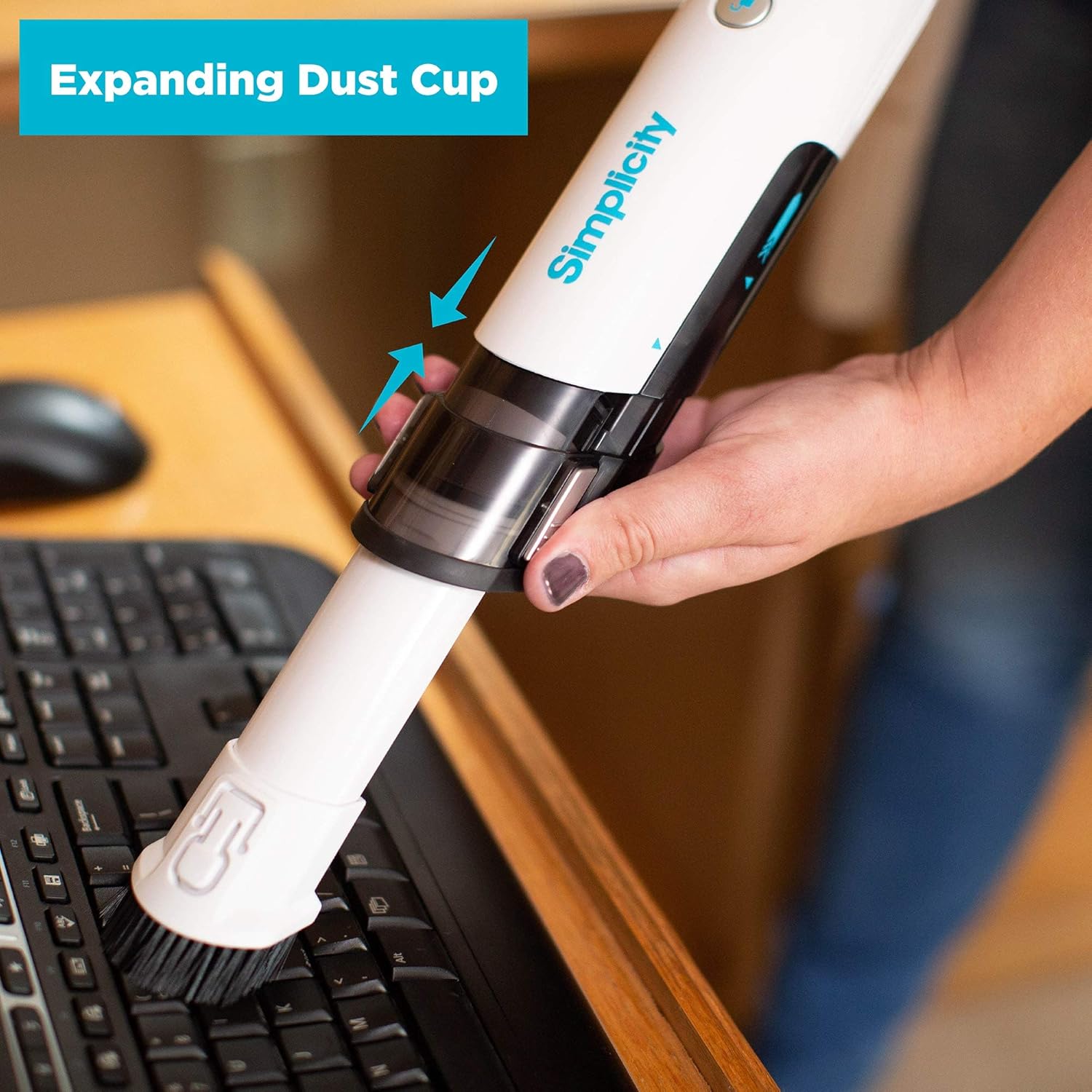 Cordless Handheld Vacuum by Simplicity, S5 Mini Vacuum with Extendable Dust Cup, Desk Vacuum, 2 Speeds -