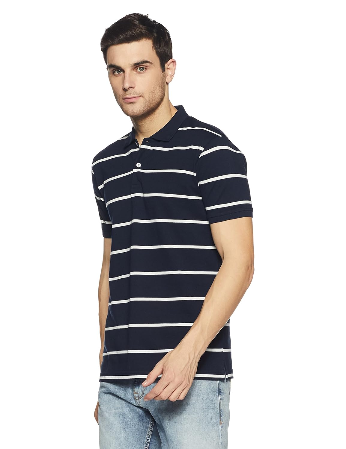 get in men's striped regular fit polo