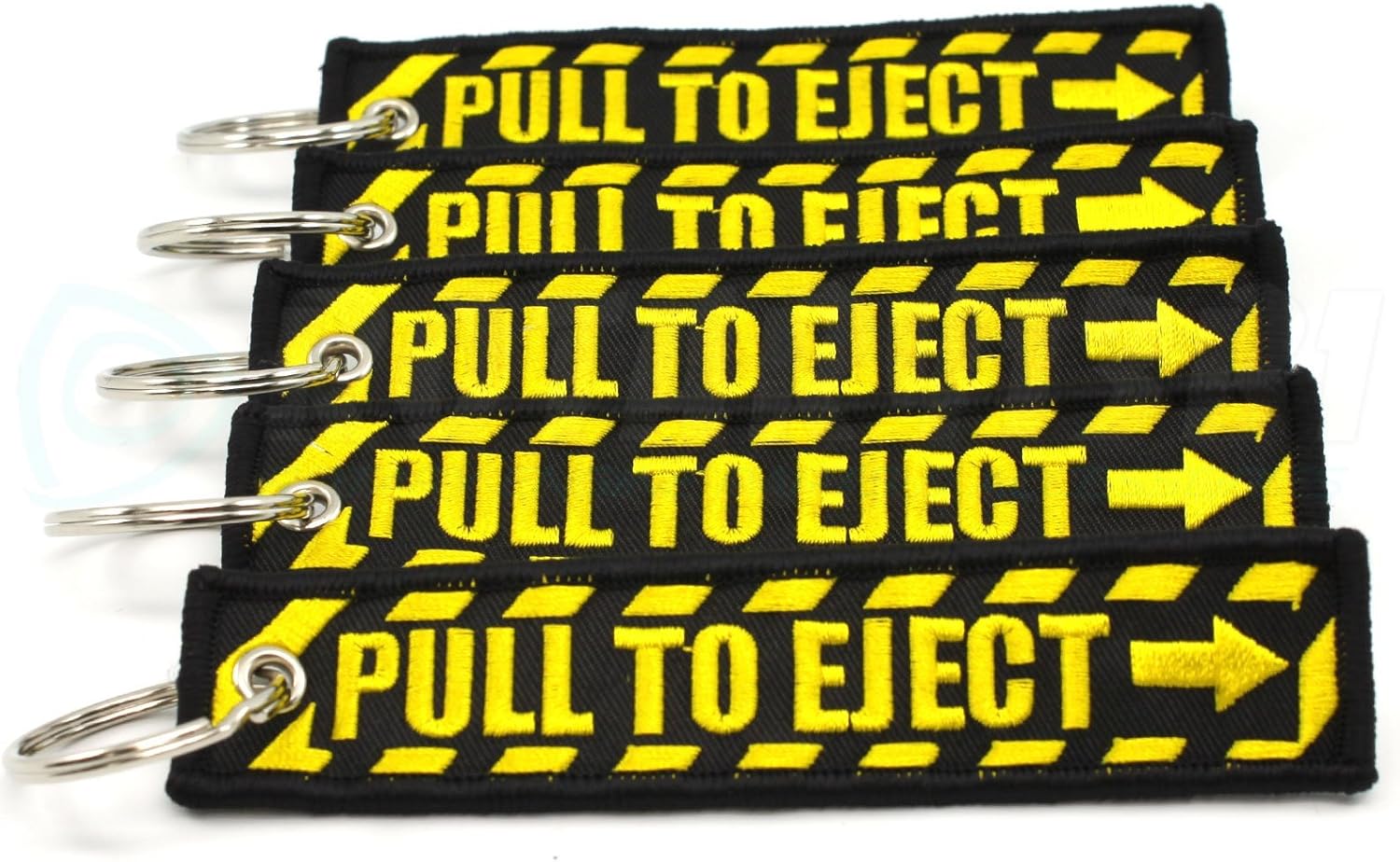 PULL TO EJECT Key Chain - Black/Yellow - 5 PCS by Rotary13B1: Office Products