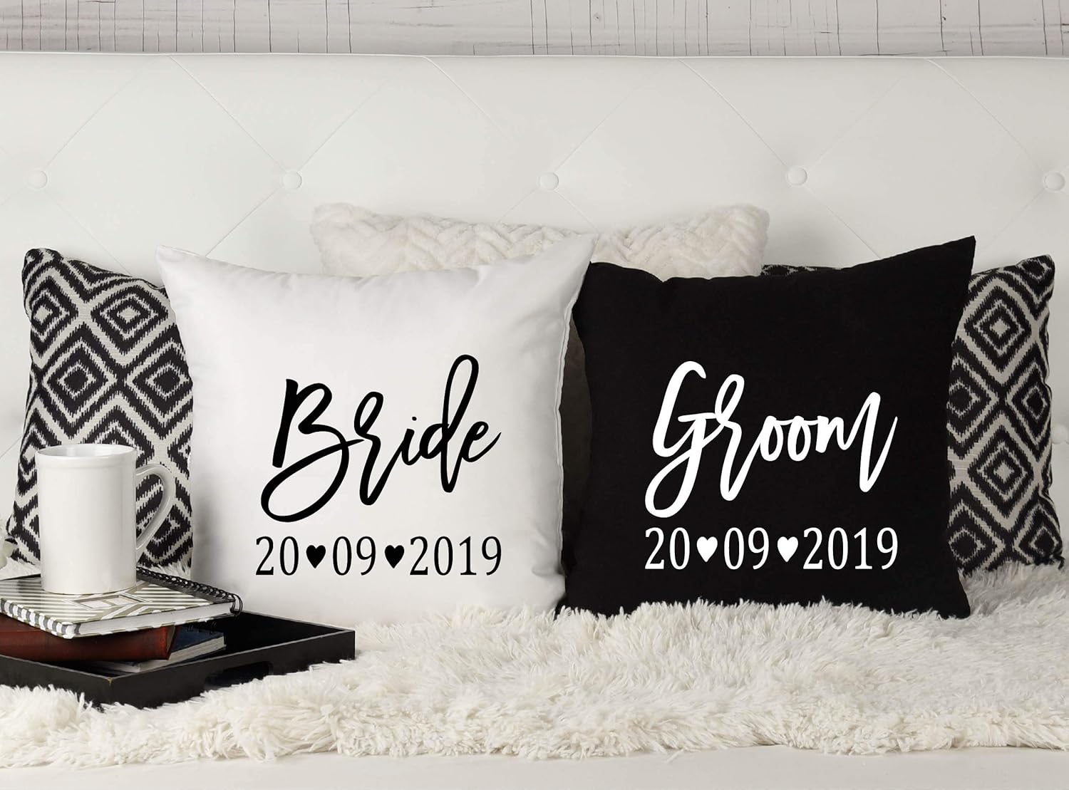 Amazon Com Bride And Groom Personalized Decorative Pillow Case