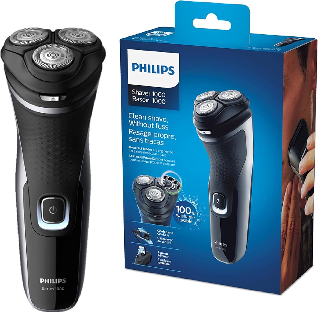 Rasoio elettrico cordless philips s1332/41 rasoio series 1000, testine flex 4d