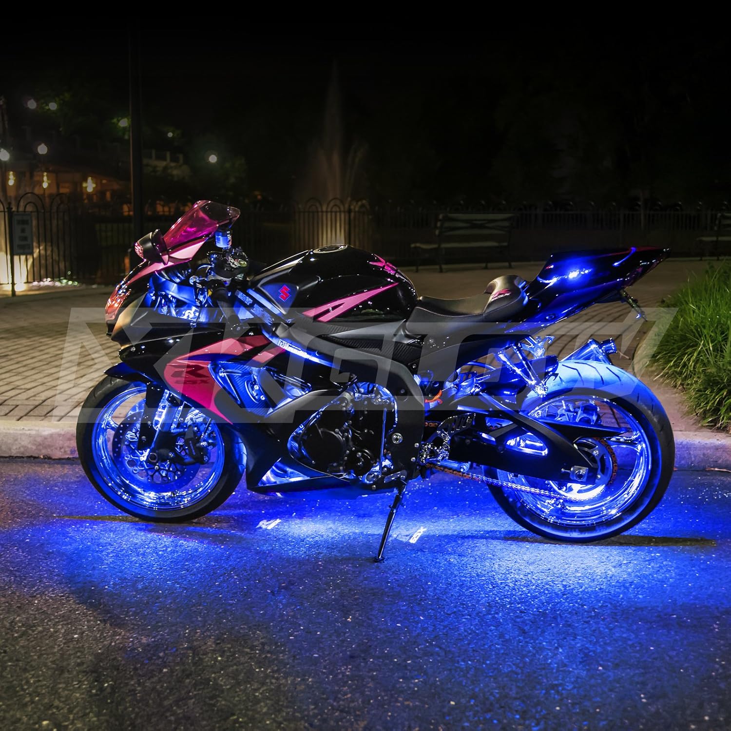 2nd Gen Single Color BLUE 8 POD 2 STRIP 60 LED Universal Motorcycle Accent Neon Underglow Light Kit: Automotive