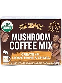 Four Sigmatic Mushroom Coffee, USDA Organic Coffee with Lion&rsquo;s Mane and Chaga mushrooms, Productivity, Vegan, Paleo, 10 Count, Packaging May Vary
