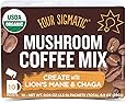 Four Sigmatic Mushroom Coffee, USDA Organic Coffee with Lion’s Mane and Chaga mushrooms, Productivity, Vegan, Paleo, 10 Count, Packaging May Vary