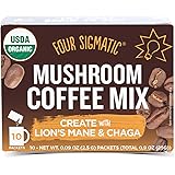 Four Sigmatic Mushroom Coffee, USDA Organic Coffee with Lion’s Mane and Chaga mushrooms, Productivity, Vegan, Paleo, 10 Count, Packaging May Vary
