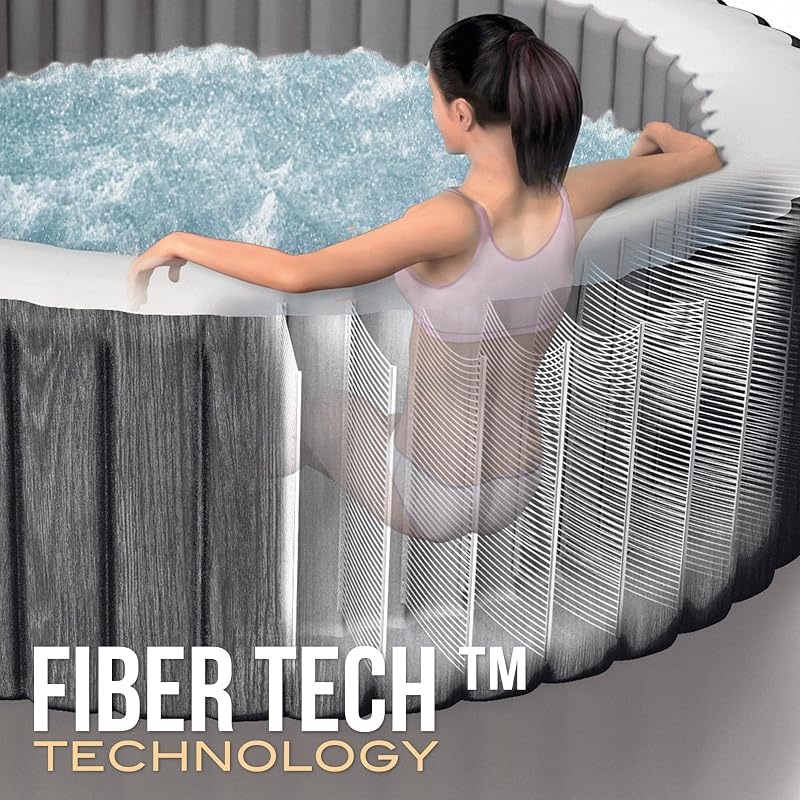 SPA Hinchable Circular Greywood Deluxe, 6 Personas, Ø216x71, Calentador, 170 Salidas Aire, Panel Control inalámbrico App, Depuradora Filtro S2, Accesorios incluidos (55101)