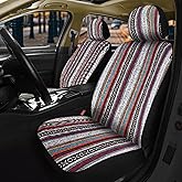 Nilight Car Seat Covers 2PCS Red Stripes Baja Saddle Blanket with Shoulder Pads Breathable Washable Striped Woven Airbag Compatible Universal for Cars SUV Truck Front Seat