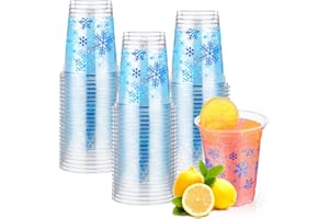 Meanplan Snowflake Cups, Disposable Plastic Clear Party Cups Winter Party Favors for Birthday Holiday Baby Shower Party Decoration Guest Coffee Tea Water Milk Drinking Supplies(24 Pieces)
