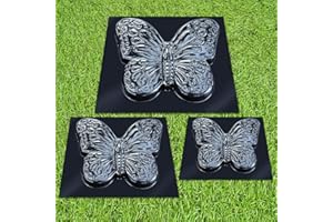 BETONEX 3 pcs Butterfly Stepping Stone Molds, Paving DIY Stepping Stone Mold - Casting Pathmaker Garden Pathmate Pavement Precast Concrete Molds and Forms Walkway