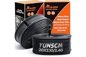 YUNSCM 2-PCS 20" Heavy Duty Bike Tire Tubes 20x2.10/2.40 Schrader Valve (52/62-406) 20 Bicycle Inner Tubes Compatible with 20x2.10 20x2.125 20x2.20 20x2.25 20x2.3 20x2.35 20x2.4 Tire Tubes