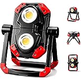 YZONI LED Work Light, 2500LM Rechargeable Magnetic Portable Shop Light | 2 COB, 2500LM, USB-C rechargeable, magnetic base, 360&deg; stand, foldable, portable flood light, car repair, job site