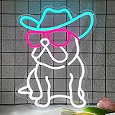 Cowboy French Bulldog Neon Sign LED Wall Light, Frenchie Wearing Glasses for Bedroom, Home Office, Game Room, Pet Shop, Bar, Birthday Party, Fun French Bulldog Decor & Gifts