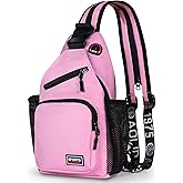 Geestock Convertible Sling Bag for Women Men, 12.6" Mini Sling Backpack Purse with Headphone Hole Fit 7.9" Tablet, Lightweight Casual Crossbody Chest Daypack for Travel, Hiking & Commute, Pink