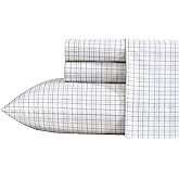 Nautica - Queen Size Sheet Set, Crisp & Tailored Cooling Sheets with a Smooth Cotton Percale Lightweight Feel - Bed Sheets with Matching Pillowcases & Fitted Sheet (Malor Plaid Blue)