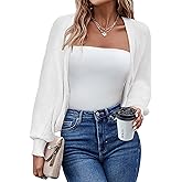 HOTOUCH Women's Cardigan Shrugs Long Batwing Sleeve Knitted Cropped Bolero Open Front Casual Elegant Cardigans for Dresses