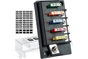 12V Fuse Block, Blade Fuse Box Holder with LED Indicator Waterproof Cover, Dust-Proof Fuse Box Holder, Safe Compact Car Marin
