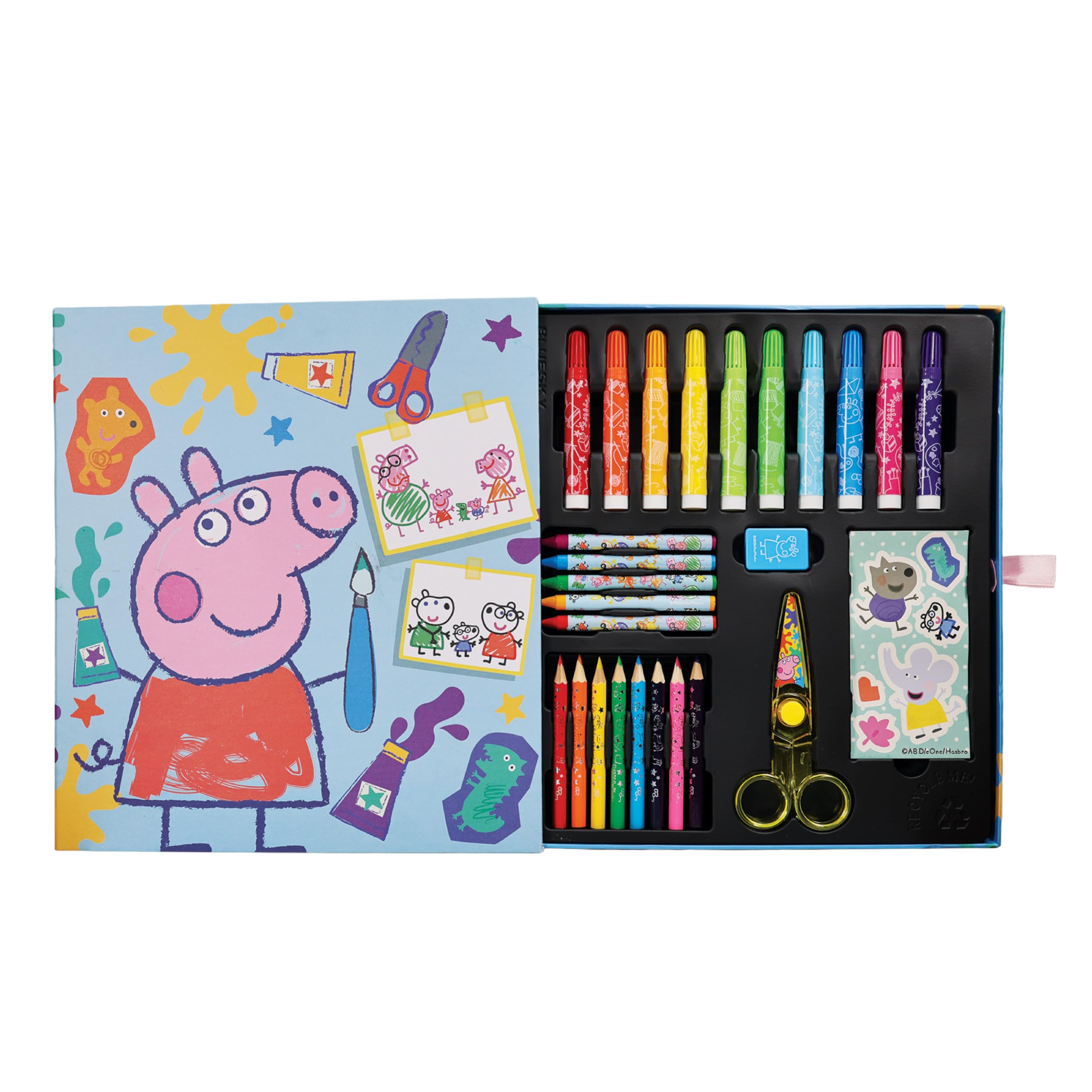 Peppa Pig Colouring Case for Kids – Crayons, Felt Tips, Pencils, Stickers – Creative Gift for Girls & Boys, Ideal for Travel & School