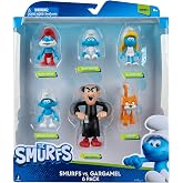 The Smurfs GARGAMEL VS Smurfs 6 Figure Multipack - Features 2-Inch Smurfette, Papa Smurf, Brainy Smurf, Baby Smurf, Azrael, 3-Inch Gargamel - Authentic Details, Blue