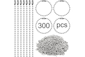 GEKIXUTP 300 pcs 3.9 in Ball Chains Keychain Tag Keychain Ball Chain Bulk,Beaded Chain Connector Chains for Keychains,Dog tag Chain Key Chain Links,Silver Nickel Plated Metal 2.4mm Ball Bead Chains