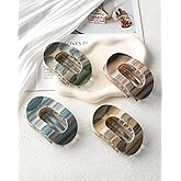 4 PCS French Flat Hair Clips for Women Stylish Hand-Painted Watercolor Flat Hair Claws for Thin Thick Hair Strong Hold No-Slip Duckbill Hair Barrettes for Women Girls(Green + Yellow + Orange + Blue)