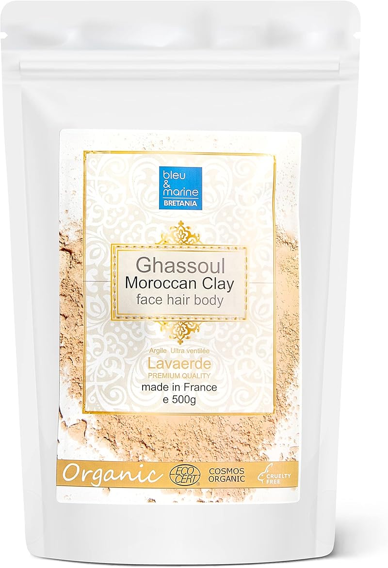 Bleu & Marine Bretania Ghassoul Clay Mask 500g Natural Organic Face Body Hair