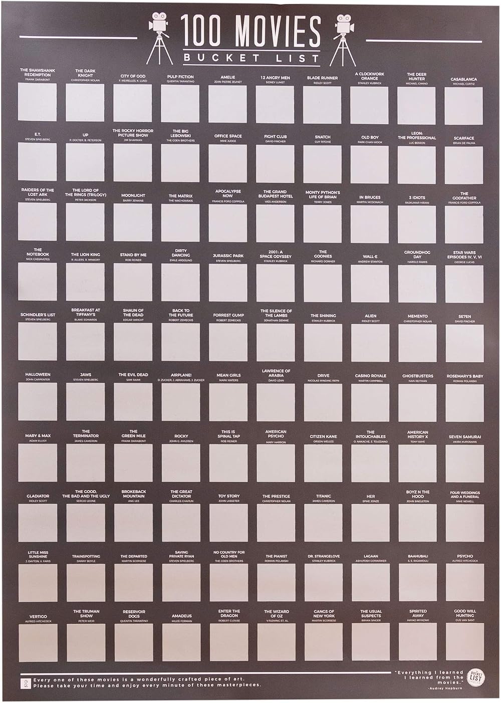Gift Republic 100 Movies Scratch Off Bucket List Poster GR630004