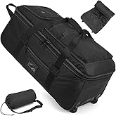 Taihoyin Extra Large Rolling Travel Duffle Bag with Wheels Shoes Compartment Wet Pocket 85-100L Big Expandable Duffel Bag for Men Women Heavy Duty Foldable Collapsible Luggage Camping, Black
