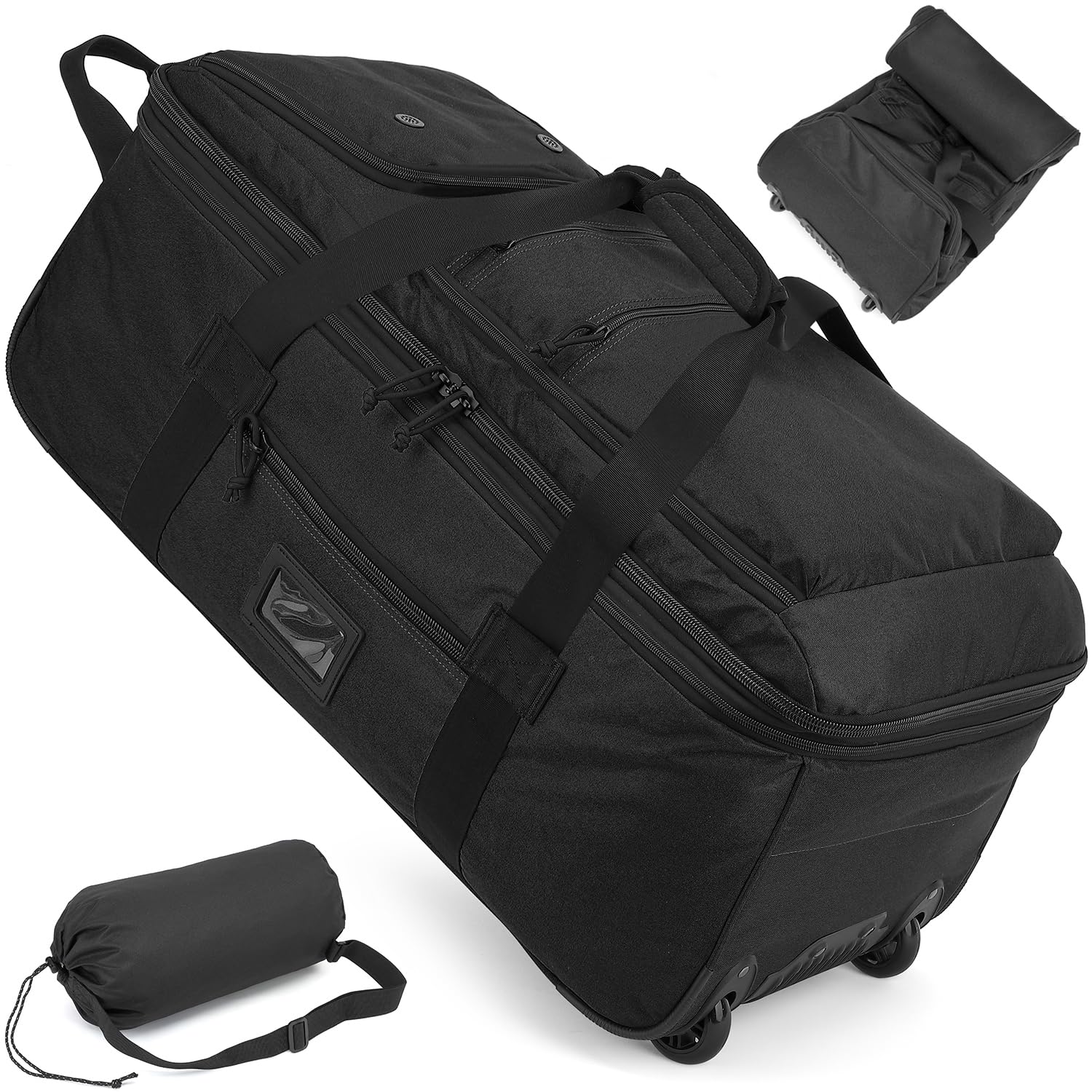 TAIHOYIN Faltbare Reisetasche mit Rollen Groß 85-100L Erweiterbare Handgepäck Tasche Duffel Bag Rolltasche Reise mit Rädern und Mehreren Taschen Packbar für Camping Urlaub 30''/76cm, Schwarz