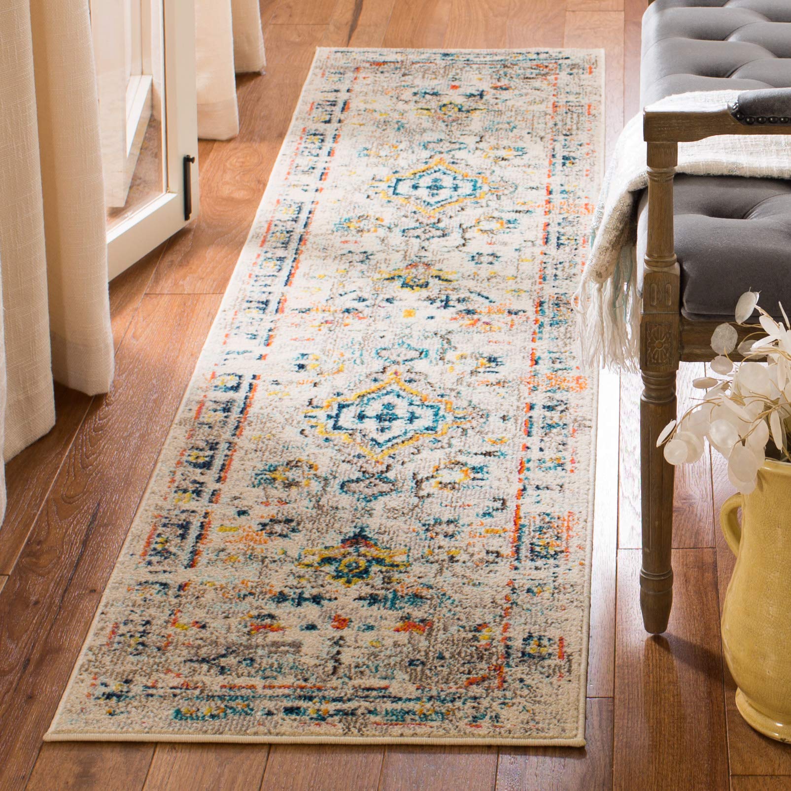 SAFAVIEH Traditional Rug for Living Room, Dining Room, Bedroom - Madison Collection, Short Pile, in Cream and Blue, 61 X 244 cm โ image 1