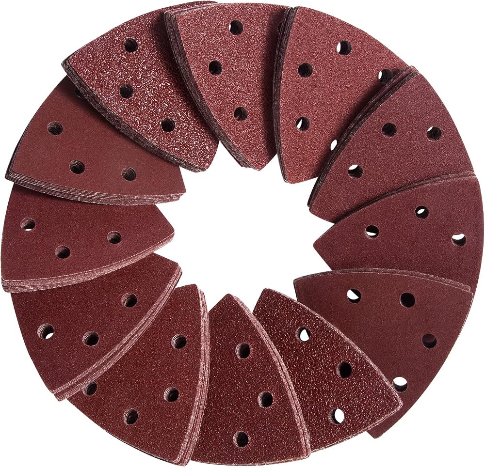 SATC Triangle Sanding Pads 93mm 120 Pcs 6 Holes 40/60/80/120/180/240 Grits