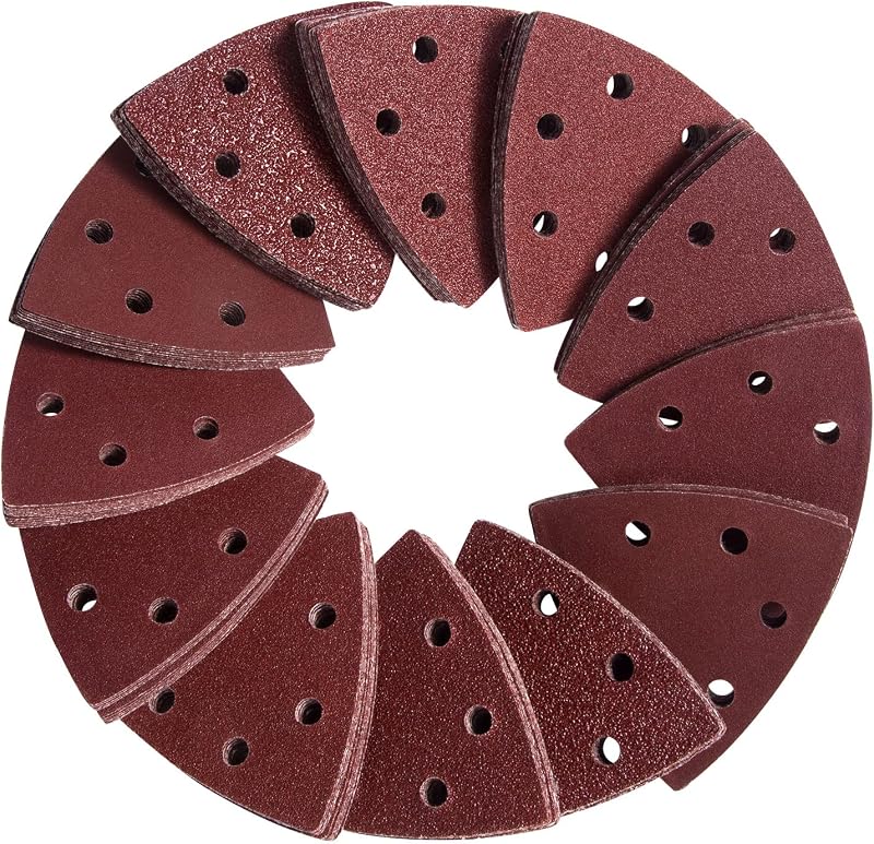 SATC Triangle Sanding Pads 93mm 120 Pcs 6 Holes 40/60/80/120/180/240 Grits